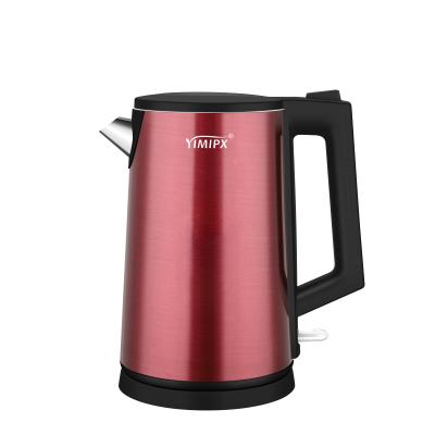 China 360 Degree Rotation Base Electric Kettle With Stainless Steel Outer Body 1.8 Liter Electric Kettle With Double Shell for sale