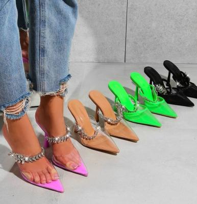 China 101993 DEleventh New Woman Shoes Candy Color Luxury Rhinestones With Stiletto Heels And Flip Flops CX 999-21 for sale