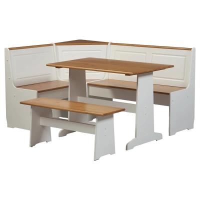 China Multifunctional modern wooden dining table set with side bench, dinette table set table and long and short benches with a wedge for sale