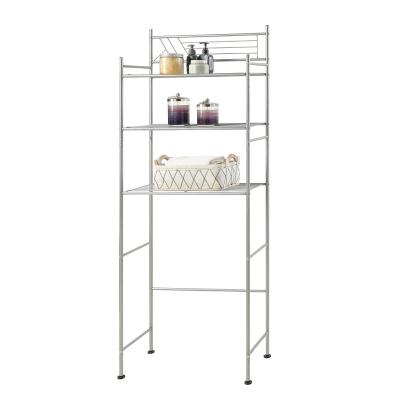 China Metal Tube 3 Layer Silver Color Metal Storage Rack Bathroom Toilet Shelf for sale