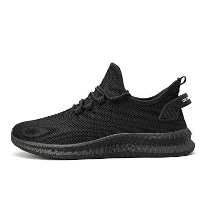 China Custom Knitted Mens Sports Casual Shoes Anti-slippery Low Cut Shoes Shape Breathable Air Cushion Running Shoes for sale