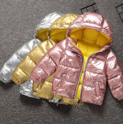 China Anti-wrinkle bubble puffy crop down waterproof shiny kids stripper boys jackets and coats for winter for sale