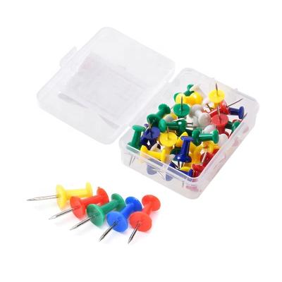 China Wholesale Office/School/Home Pins 40pcs One Box Pins For Card Push Colorful Plastic Pins Color Drawing Thumbtack for sale