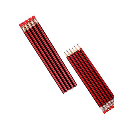 China Office & Wooden Hexagon Creative Student School Pencil Red Pencil Study Office Stationery Exam Pencil Red And Black HB for sale