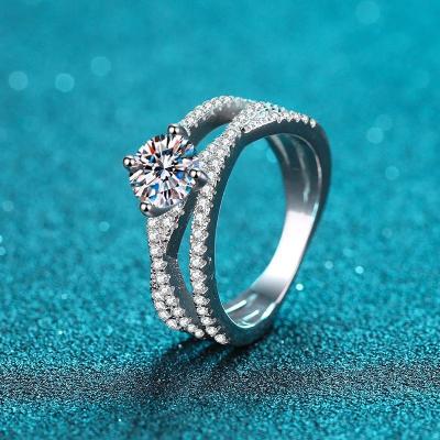 China Vintage Diamond 925Original moissanite star ring 1 carat D color silver brilliant cut Cuban ring for women gemstone jewelry for sale