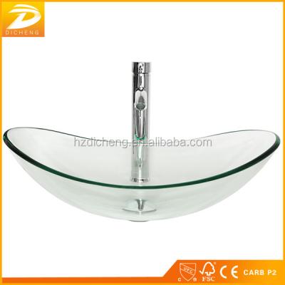 China Durable Transparent Special Modern Design Bathroom Sink Glass Hand Basin With Faucet for sale