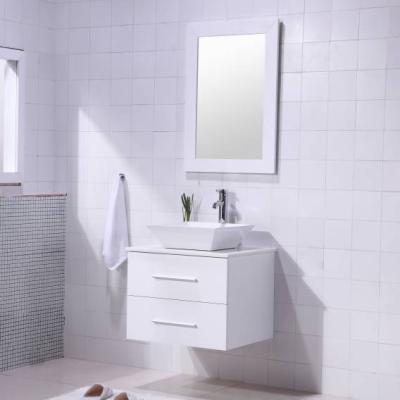 China Cheap Modern Wall Mounted PVC Style Bathroom Vanity Units White Painting Cabinets With Counter Top Rollover Protection for sale