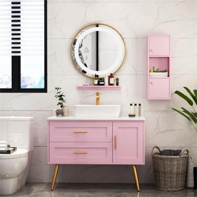 China Modern Bathroom Vanity Mirror Freestanding LED Bathroom Cabinet for sale