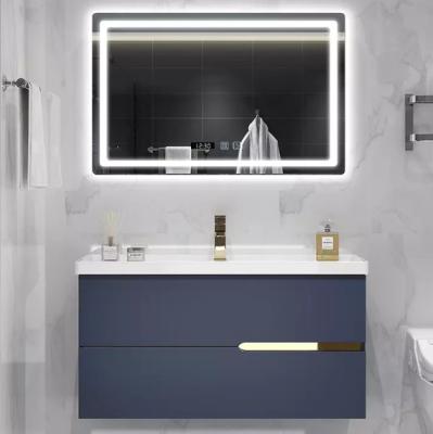 China Modern Luxury Modern Bathroom Cabinet LED Mirrored Wall Mounted Bathroom Vanity for sale