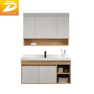 China Modern Good Prices Ceramic Basin Melamine Wood Bathroom Cabinet And Marble for sale