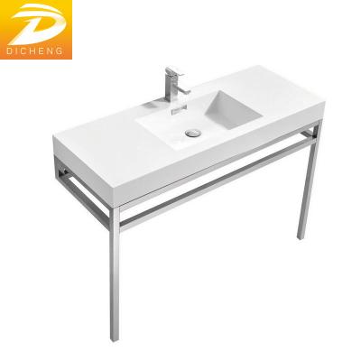 China Bathroom Sink Satinless Steel Material Rectangular Elegant Console Space Saving Rectangular Vanity for sale