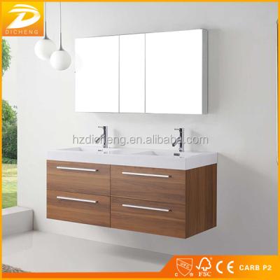 China Wholesale Cheap Modern Style Wall Mounted Double Sink Bathroom Cabinet for sale