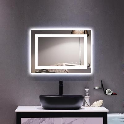 China Wall Light Silver Led Mirror Salon Makeup Lights Hotel Modern Bathroom Led Mirror for sale