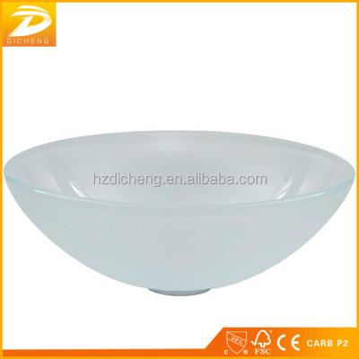 China Modern Single Glass Vessel Sink Style Durable Cheap Frosted Glass Bathroom Sink for sale