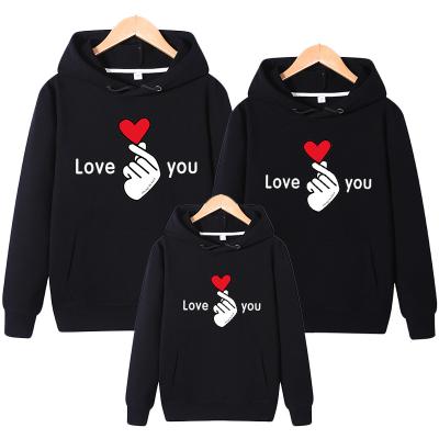 China Breathable Mommy And Me Love Print Family Long Sleeve Pullover Hoodie Tops Fall Teams Casual Clothing for sale