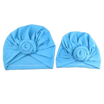 China Cute Mom and Me Cotton Bun Knot Turban Hats Mother and Daughter Cotton Head Wraps Headbands Family Assortment for sale