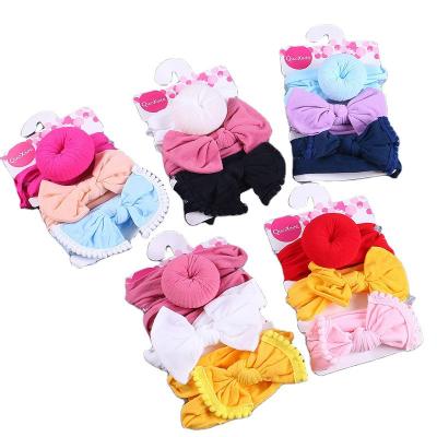 China Soft Baby Unisex Hair Bows Soft Headwrap Elastic Hair Bands Turbans Hair Accessories For Newborn Infants 3 Packs for sale