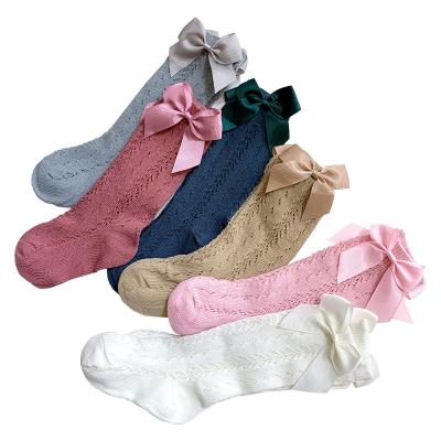 China QUICK DRY Knee High Mesh Socks Hollow Out Breathable Babies Infants Toddlers Bow Dress Bumps Tube Stockings for sale