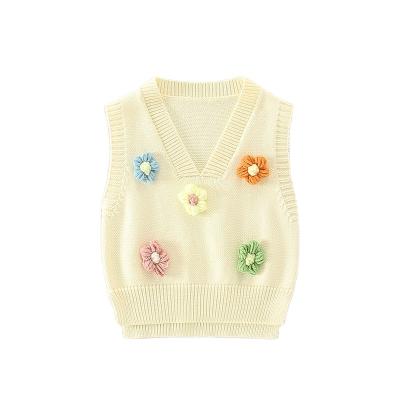 China Spring Autumn Little Baby Girls Knit Sweater Vest Children V-neck Casual Students Sweater Cotton for sale