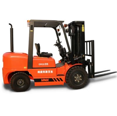 China Hotels China Diesel Truck Vmax 3.5T Diesel Forklift 3.5T With Full Freestanding Triple Container Mast for sale