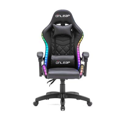 China OLR001 Smoothly 360 degree Swivel PC Office Racing Computer Led Gaming Chair With Footrest for sale