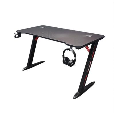 China Black Z-shaped Gaming Desk PC Computer Table Home Office Workstation With Cup Holder for sale