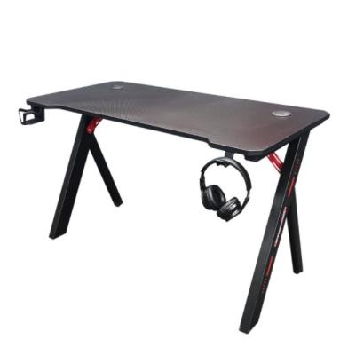 China Ergonomic Black/Red X-Frame 55 Inch Computer LED Light Gaming Desk PC Table for sale