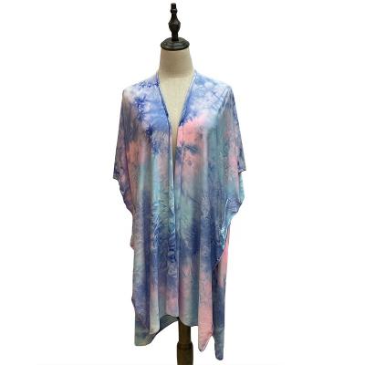 China 2022 Latest Ladies Beach Wear Fashion Summer Viscose Tie Dye Wholesale Soft Feeling Soft Feeling Elegant Cover Up for sale