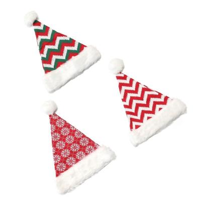 China Best Selling Festival 2022 Home Decoration Christmas Knitted Santa Claus Striped Hat Monogram Snowman Tree Pattern Christmas Hat Christmas Wool Gift for sale