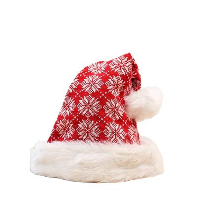 China Red Wool Knitted Plush Ball Christmas Hat Christmas Dress Adult Children's Holiday Festival Decoration New Christmas Hat Home High End Decoration for sale