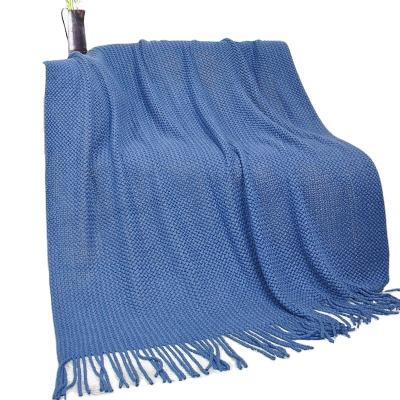 China 2022 New Pattern Therapy Acrylic Knitted Soft Comfortable Decorative Woven Blanket Throw Blanket With Tassels For Travel Couch,Bed,Sofa for sale