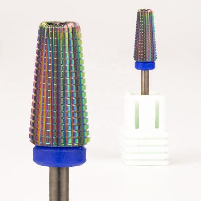 China Use for Nail Drill Machine Acrylic Remove Professional Tungsten Carbide Safety Taper Rainbow Nail Drill Bit 5 in 1 for sale