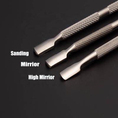 China Custom Metal Push Nail Cuticle Pusher Stainless Steel Nail Pusher Pedicure Running Manicure for sale