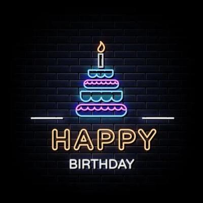 China Buildings Drop Shipping No MOQ Most Popular Customized Acrylic LED Happy Birthday Cutie Cakie Neon Sign for sale