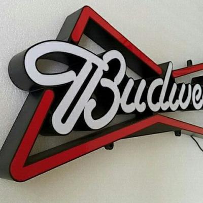 China ABS Molded Frame Vacuum Forming Tie Shape Led Budweiser Sign for sale