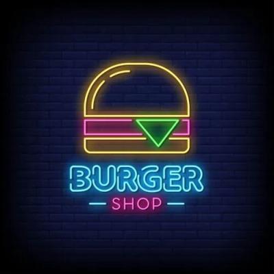 China Buildings Drop Ship No MOQ Most Popular Advertising LED Burger Store Customized Acrylic Neon Sign for sale