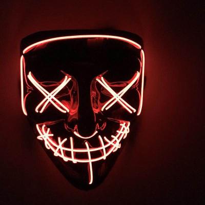 China PVC CE Rohs Intense Brightness Halloween Light Up Mask Neon Concert LED Party Cosplay Purge Scary Mask for sale