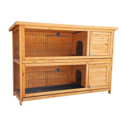 China Factory direct sales breathable outdoor wooden rabbit hutch 2 story luxury rabbit cage rabbit hutches for sale for sale