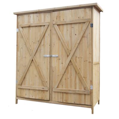 China Easily Assembled Factory Custom Design Outdoor Solid Wood Garden Tools Large Storage Cabinet For Sale for sale