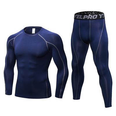 China Wholesale Breathable Winter Men Sports Workout Shirts And Tight Pants Training Fitness Gym For Wearing Long Sleeve Clothing for sale