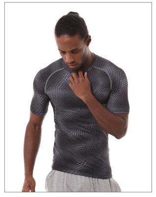 China Wholesale Anti-Wrinkle Serpentine Men's Fitness Training Workout Compression Gym Wear Men Shirt for sale