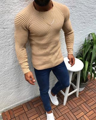 China 2021 Winter Breathable Sweater For Men's Pullover Long Sleeve Top O-Neck Quilting Knit Plus Size Mens Sweaters for sale