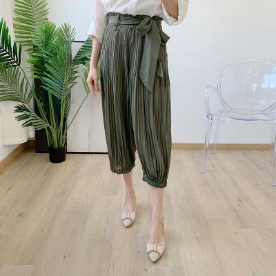 China FXZ QUICK DRY miyake pleated wide leg pants 2022 spring summer new loose hanging waist hugging pleats women casual pants for sale