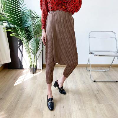 China FXZ issey miyake QUICK DRY pleats fold crotch hanging harem pants loose casual big women pleated pants for sale