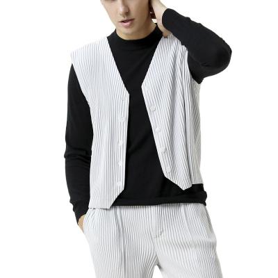 China FXZ 100% Polyester Pleated Vest Fashion High Quality QUICK DRY Single Breasted Single Breasted Vest Men for sale