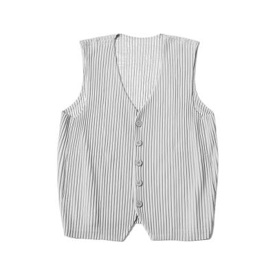 China FXZ High Quality 100% Pleated Men's Suit Vest Formal Polyester QUICK DRY Wholesale Custom Waistcoat Pleated Vest for sale