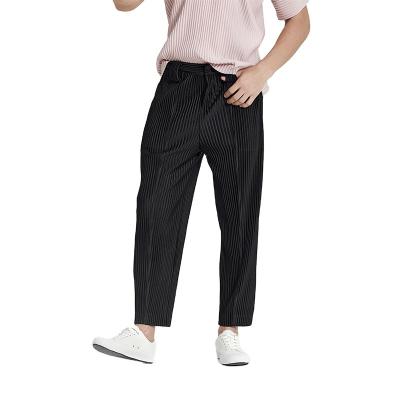 China FXZ 2021 New QUICK DRY Man Pleat Pants Japanese Style Loose Cultivated Miyake Pleated Men's Casual Pants for sale