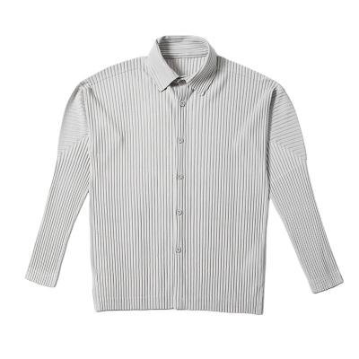 China FXZ Hot Selling Breathable High Quality 100% Polyester Pleated Shirt For Man Casual Pleat Shirt Custom Mens Plus Size Shirts for sale