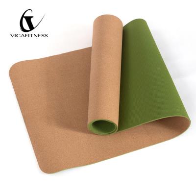 China Elastic SGS Certified Non-Slip Custom Printing High Quality Tape Cork Yoga Mat for sale