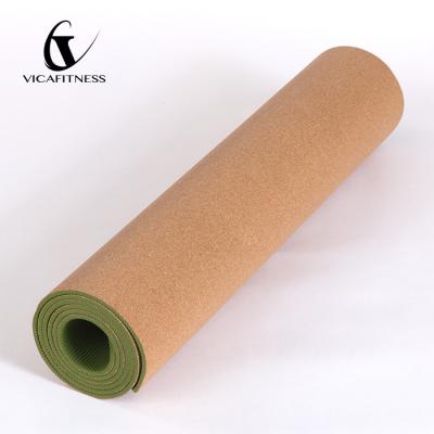 China Custom Tape Non-Slip Elastic Print Organic Cork Yoga Mat for sale